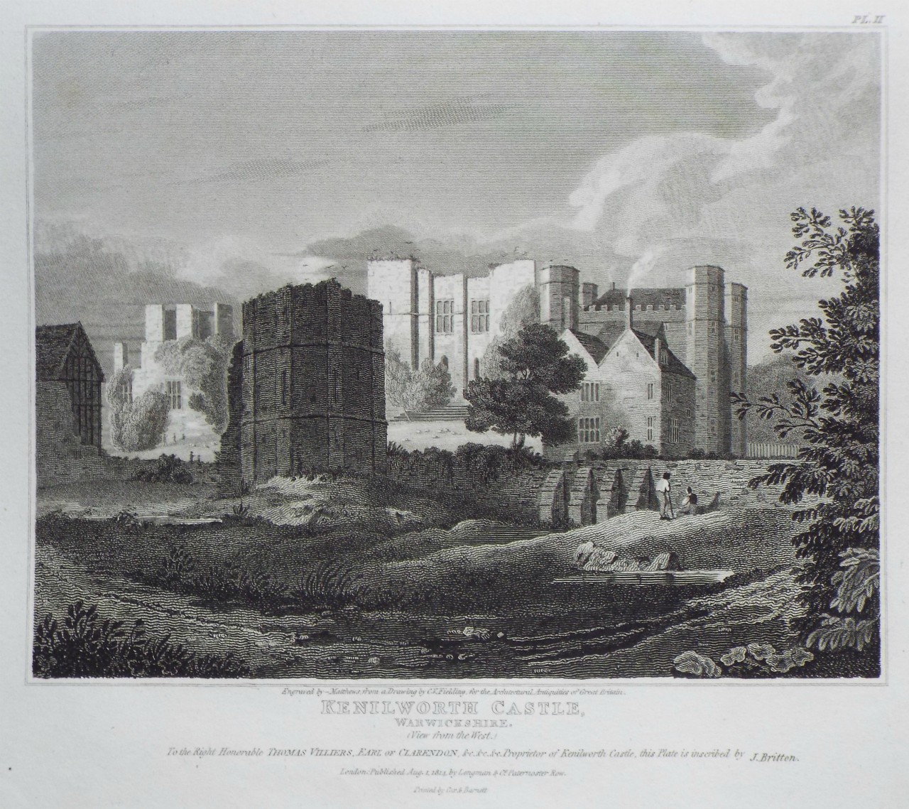 Print - Kenilworth Castle, Warwickshire. (View from the West.) - 