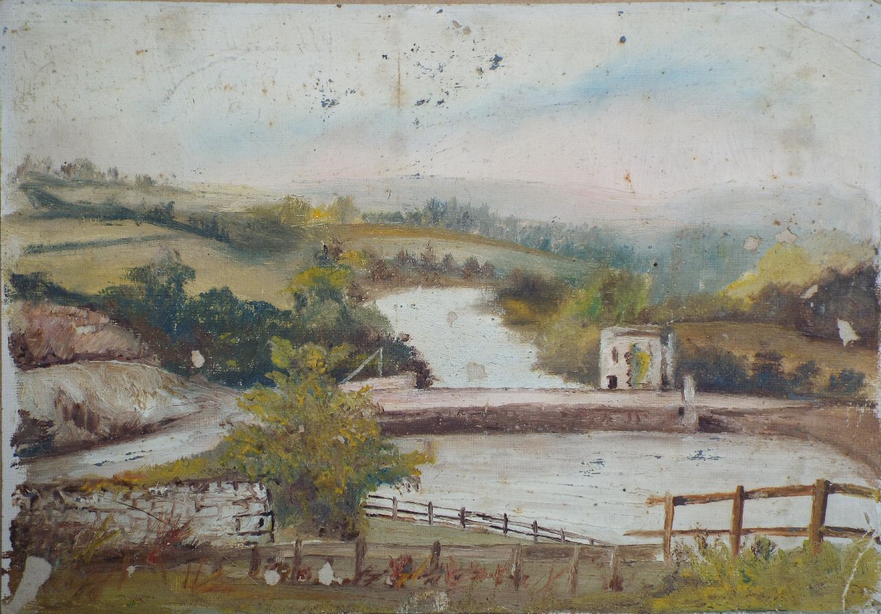 Watercolour - (Landscape with dam)