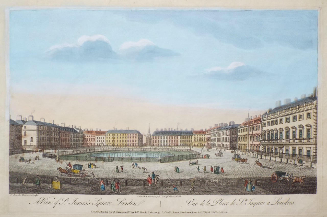 Print - A View of St. James's Square London. Vue de la Place de Ste. Jaques a Londres. - Bowles