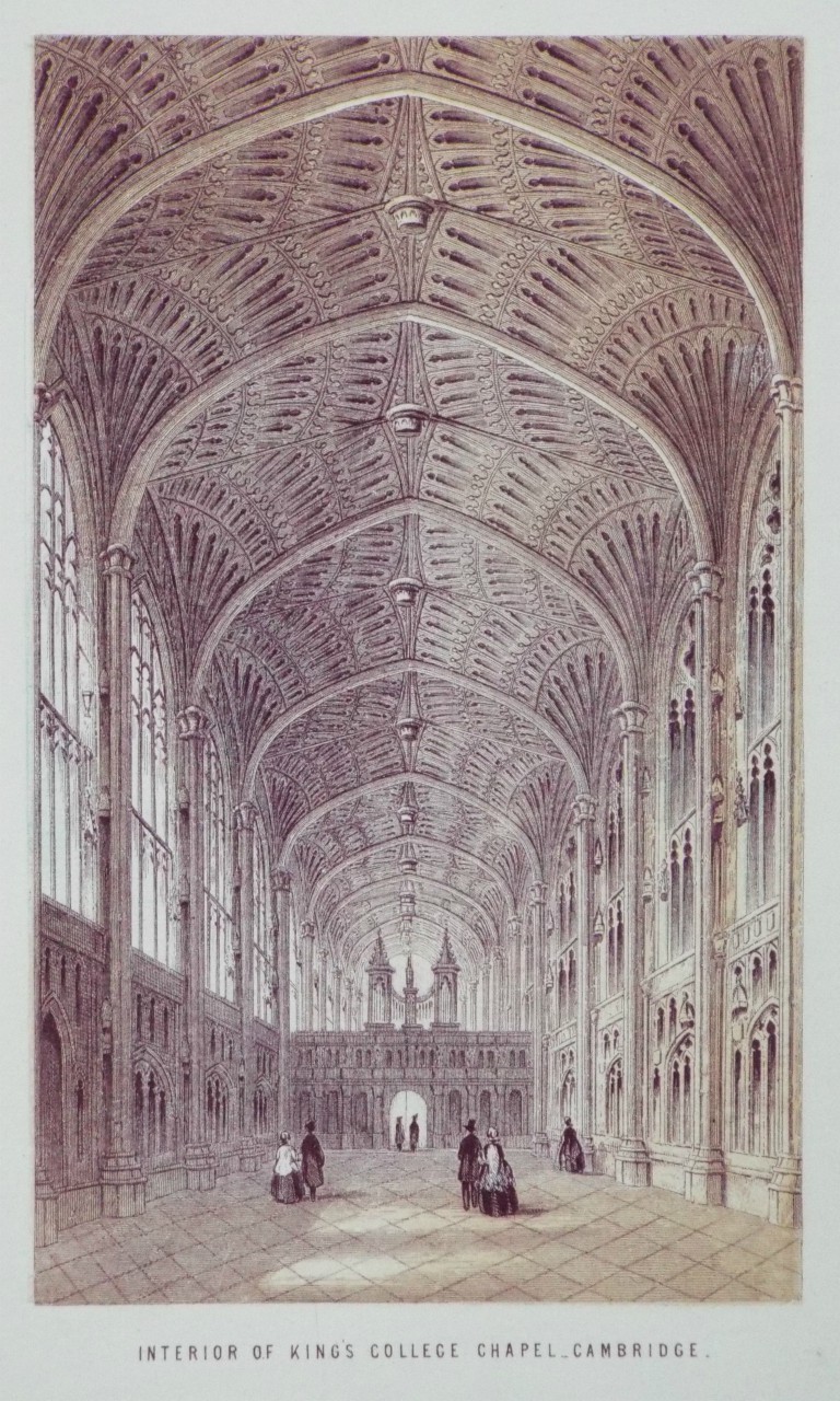Chromo-lithograph - Interior of King's College Chapel - Cambridge.