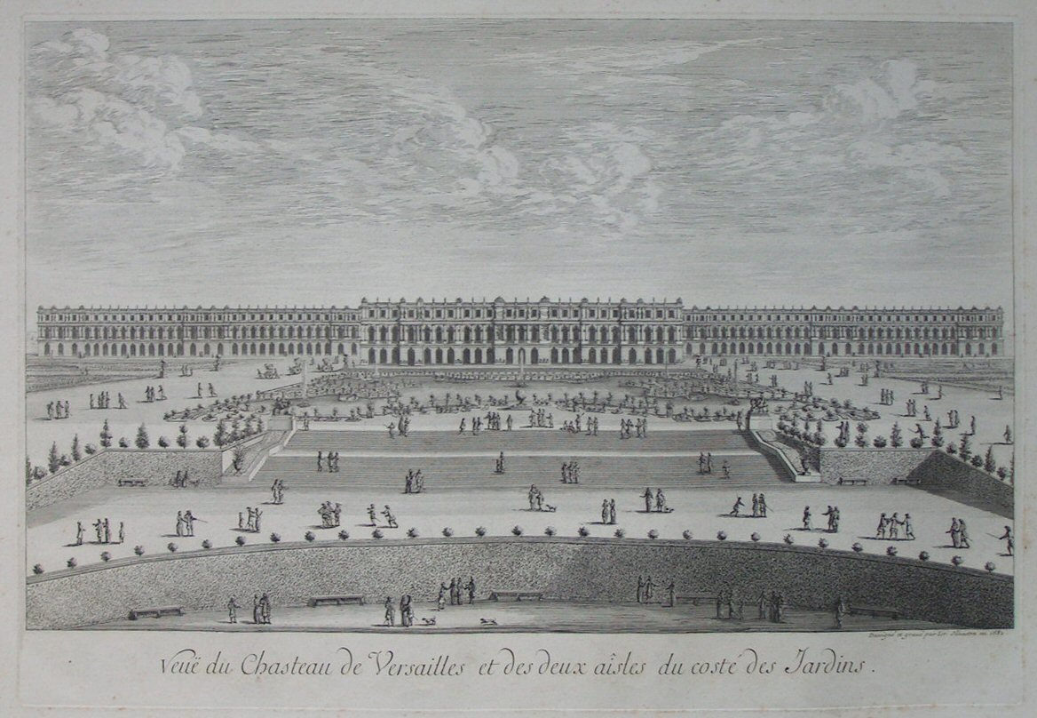 Print - Vue du Chateau de Versailles et des deux Aisles du coste des Jardins - Silvestre