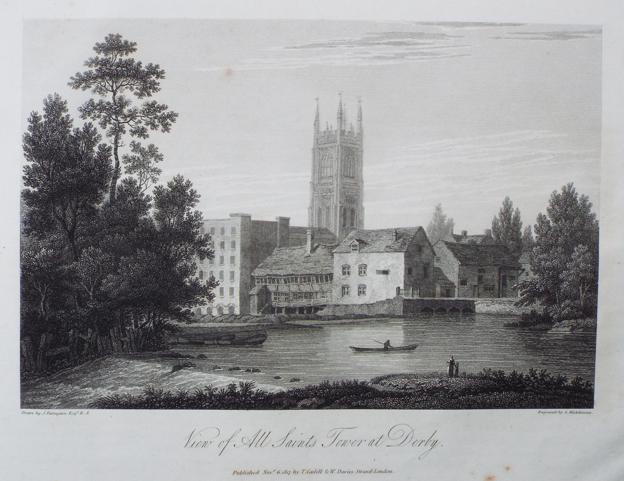 Print - View of All Saints Tower at Derby. - Middiman
