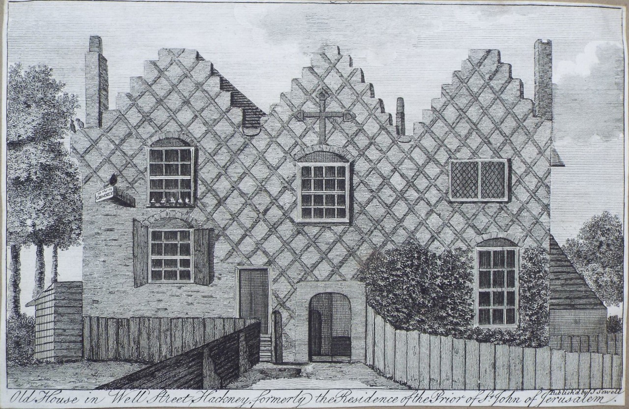 Print - Old House in Well Street, formerly the Residence of the Prior of St. John of Jerusalem.