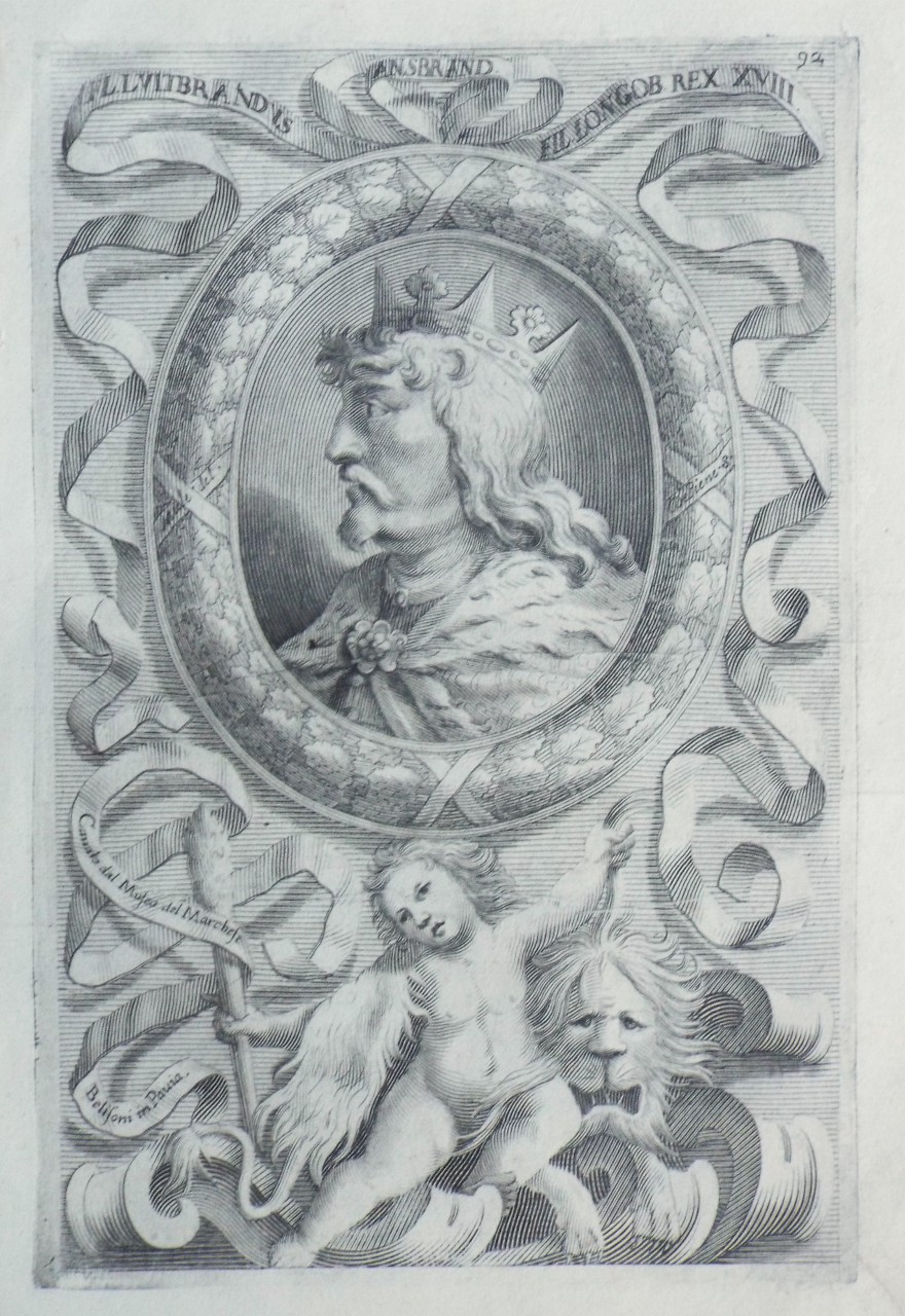 Print - Fl. Luitrandus Ansbrand. Fil Longob. Rex. XVIII. 
Canato dal Muse del Marchese Belifoni in Pavia. - De