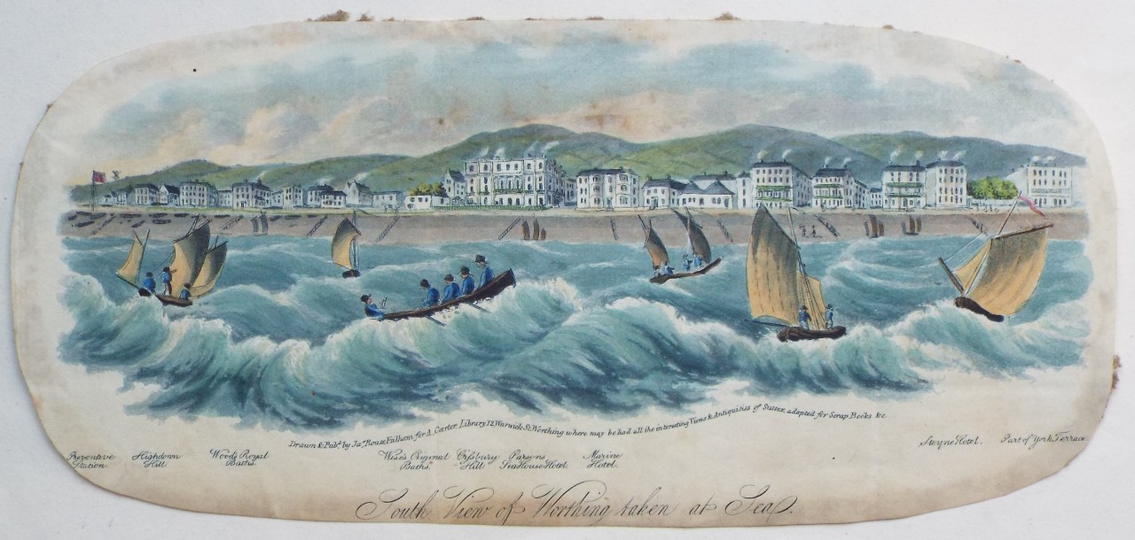 Aquatint - South View of Worthing taken at Sea. - Rouse
