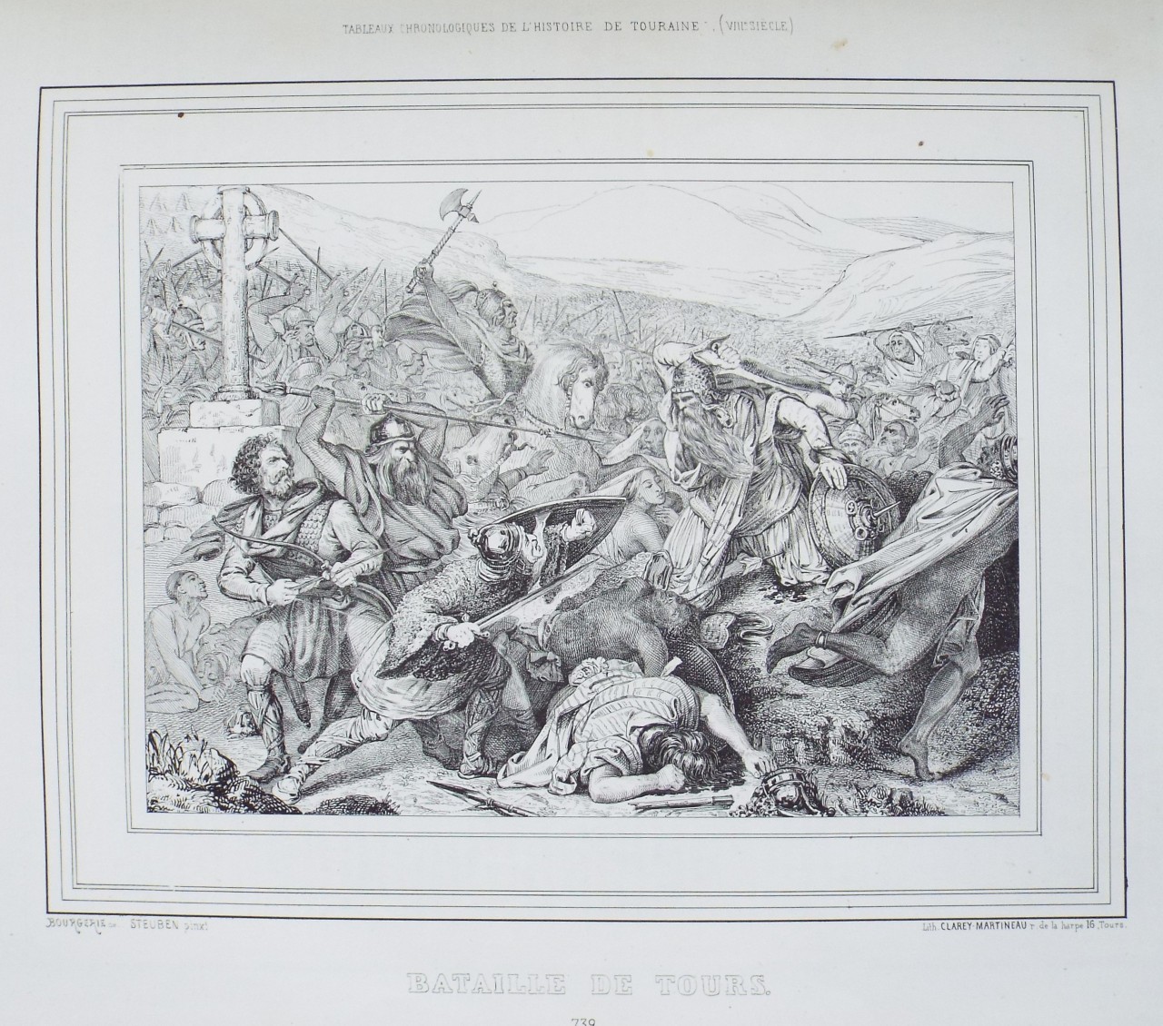 Lithograph - Bataille de Tours.