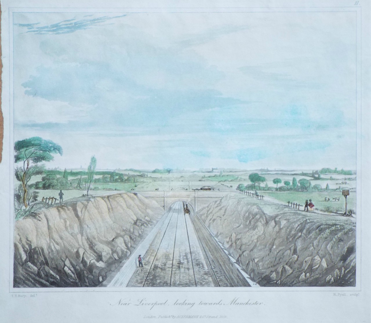 Aquatint - Near Liverpool, looking towards Manchester. - Pyall