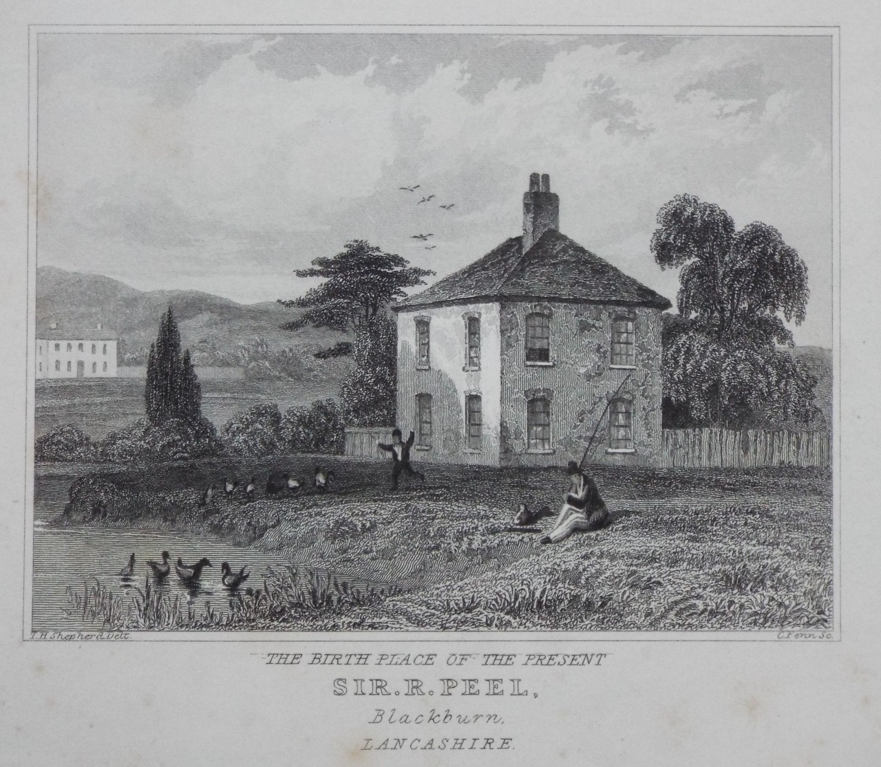 Print - The Birth Place of the Present Sir. R. Peel, Blackburn, Lancashire.