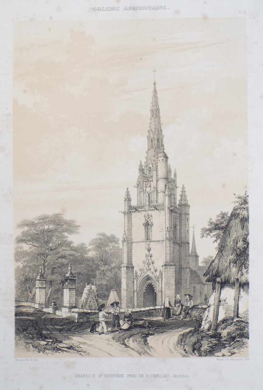 Lithograph - Galerie Armoricaine. Chapelle St. Nicodeme, pres de Plumeliau. (Morbihan) - Benoist