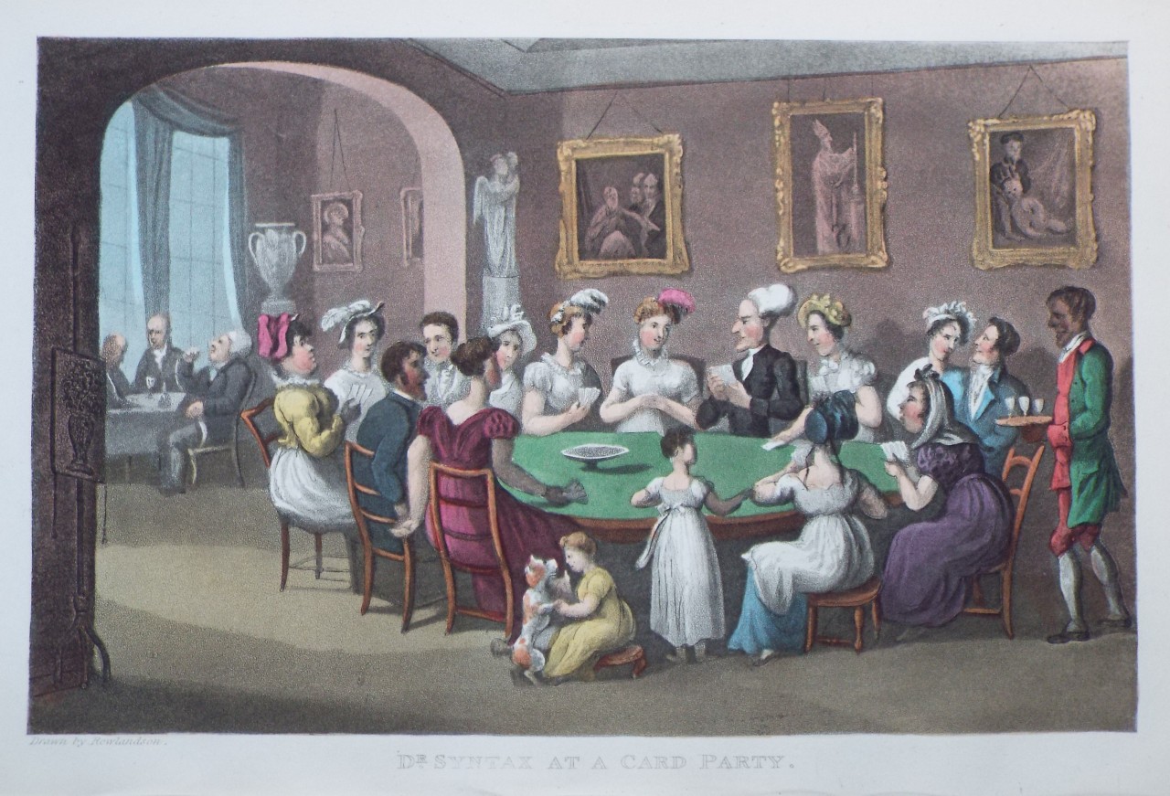 Aquatint - Dr. Syntax at Card Party. - Rowlandson