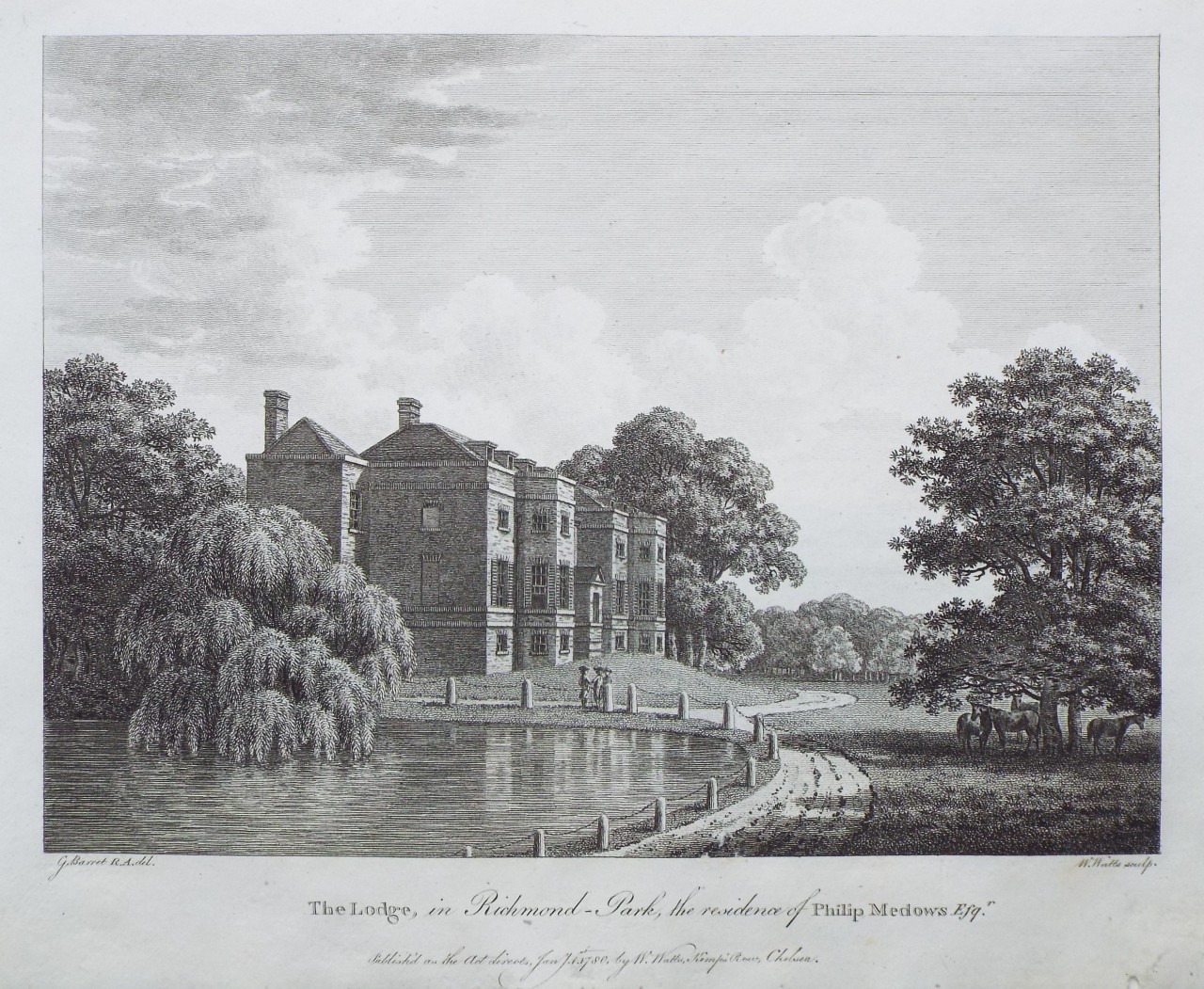 Print - The Lodge, in Richmond Park, the residence of Philip Medows Esqr. - Watts