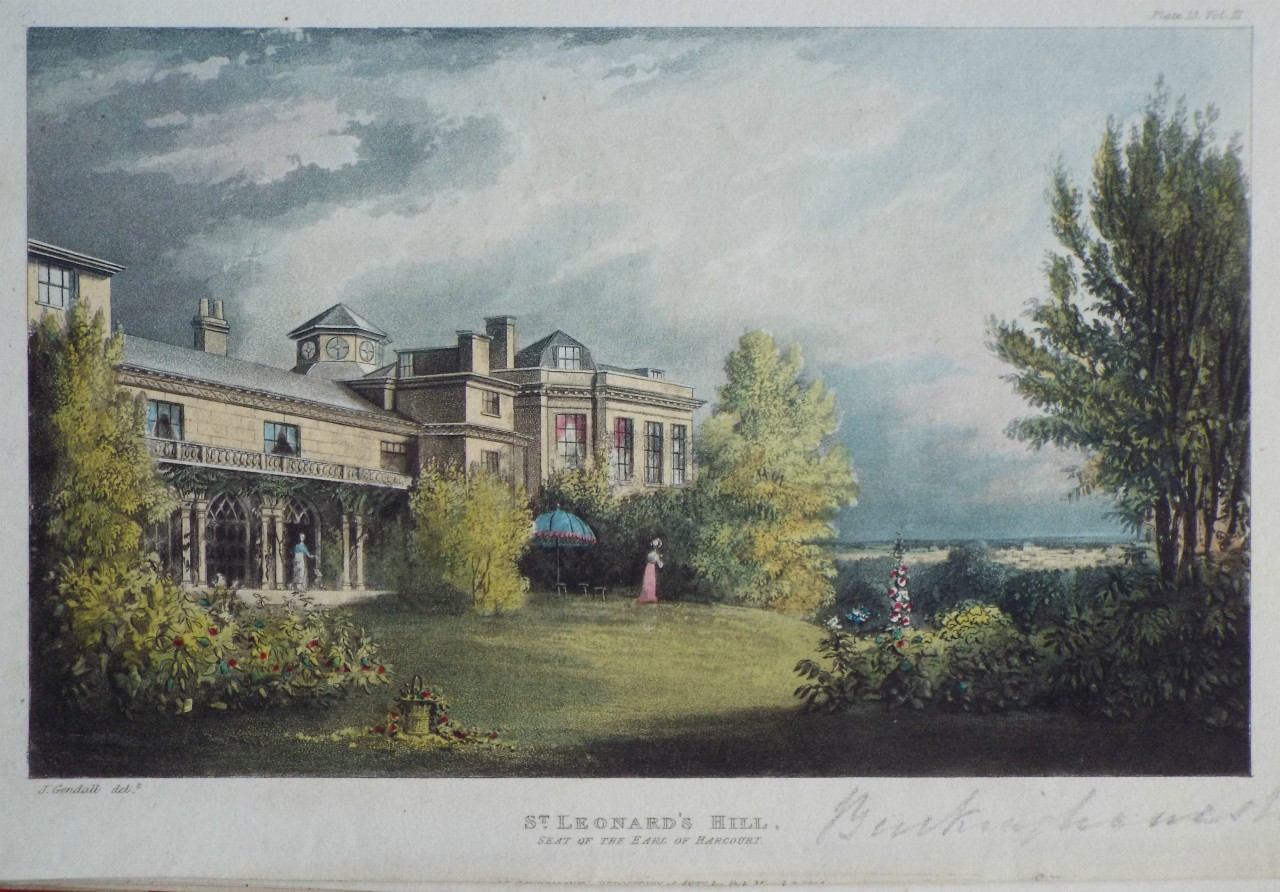 Aquatint - St. Leonard's Hill, Seat of the Earl of Harcourt.