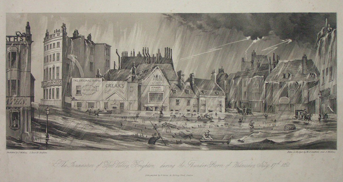 Lithograph - The Inundation of Pool Valley, Brighton, 17th July 1850 - Canton