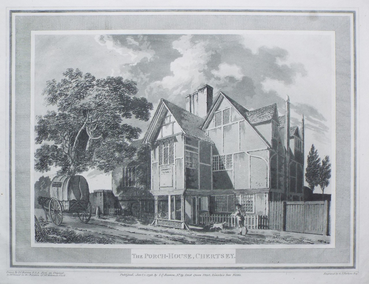 Aquatint - The Porch-House, Chertsey. - Parkyns