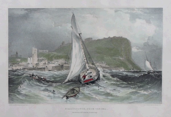 Lithograph - Scarborough, from the Sea