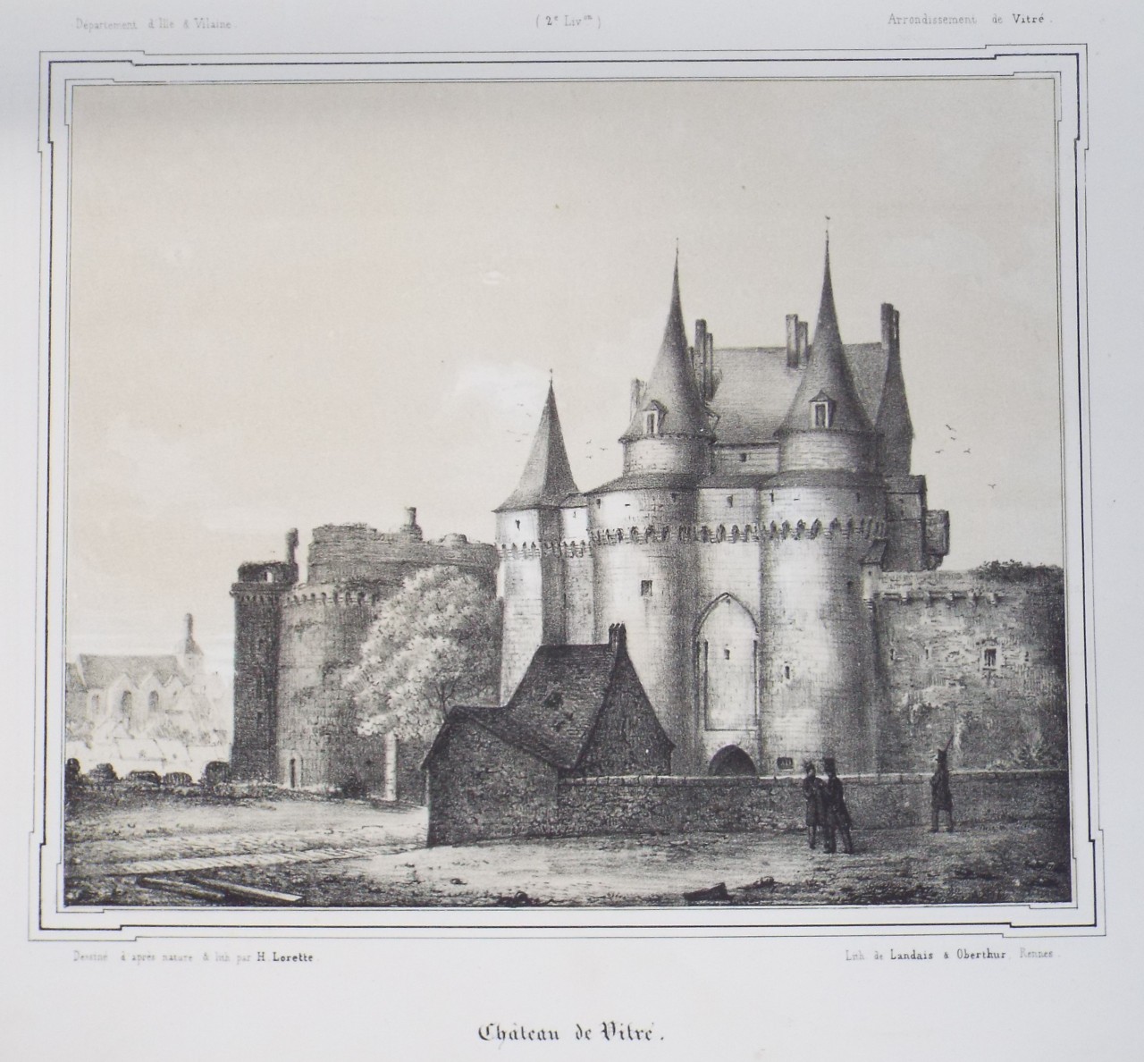 Lithograph - Chateau de Vitre. - Lorette