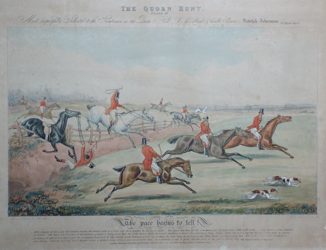 Aquatint - Quorn Hunt Plate IV. The pace begins to tell!. - Lewis