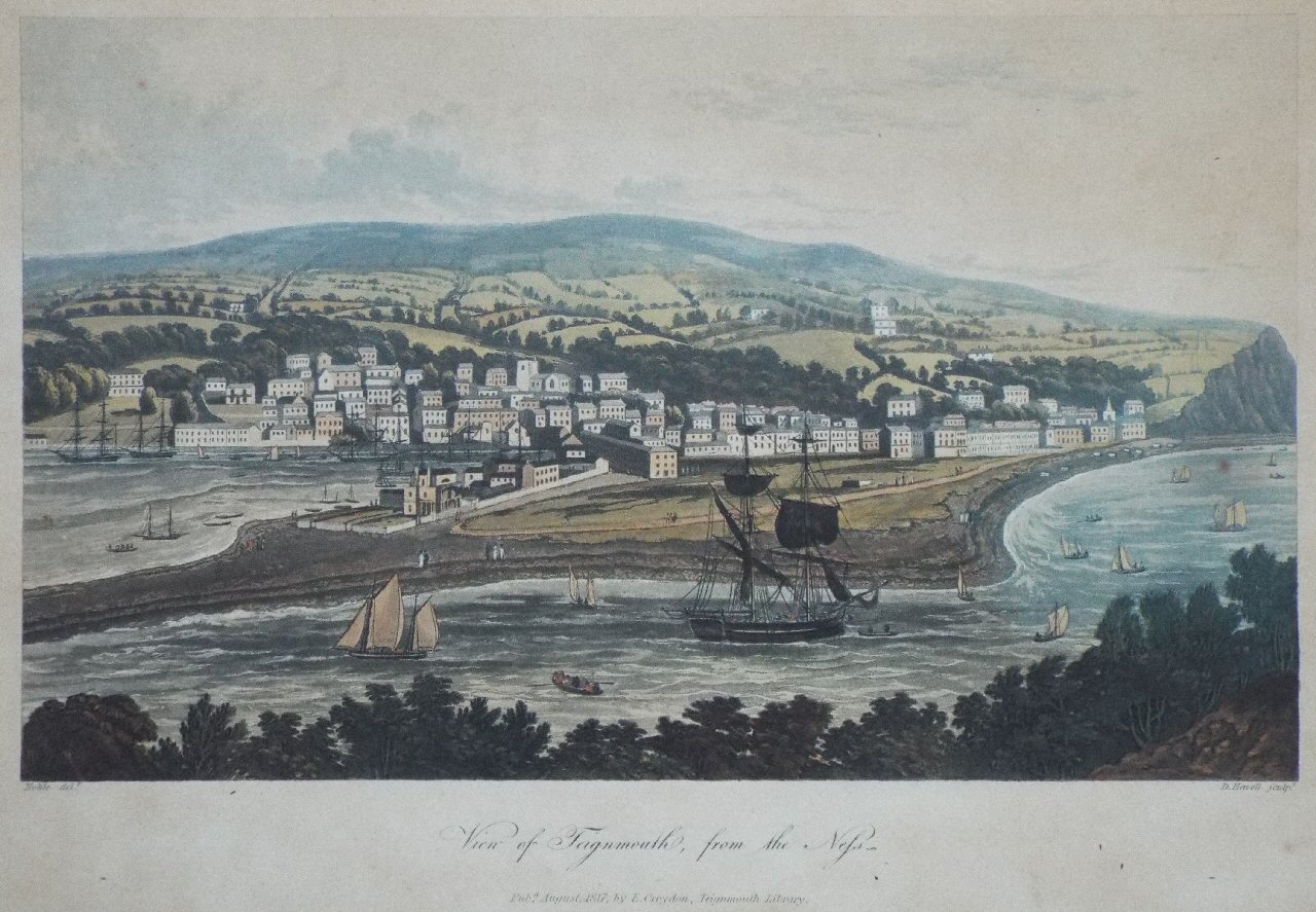 Aquatint - View of Teignmouth, from the Ness. - Havell