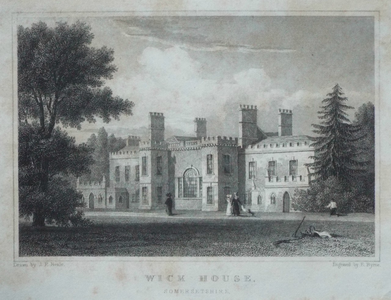 Print - Wick House, Somersetshire. - Byrne