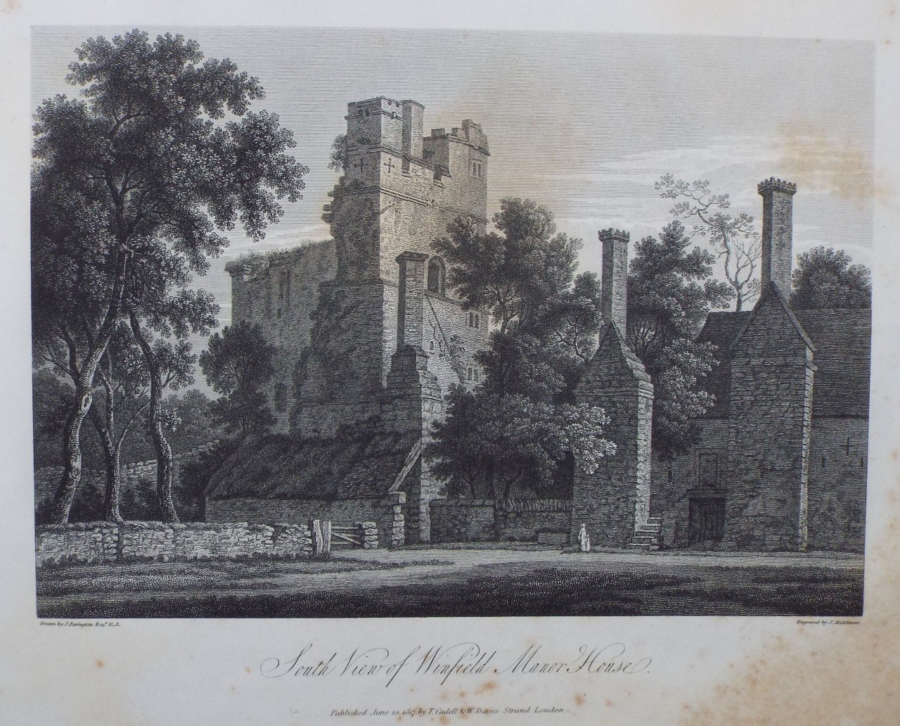 Print - South View of Winfield Manor House. - Middiman