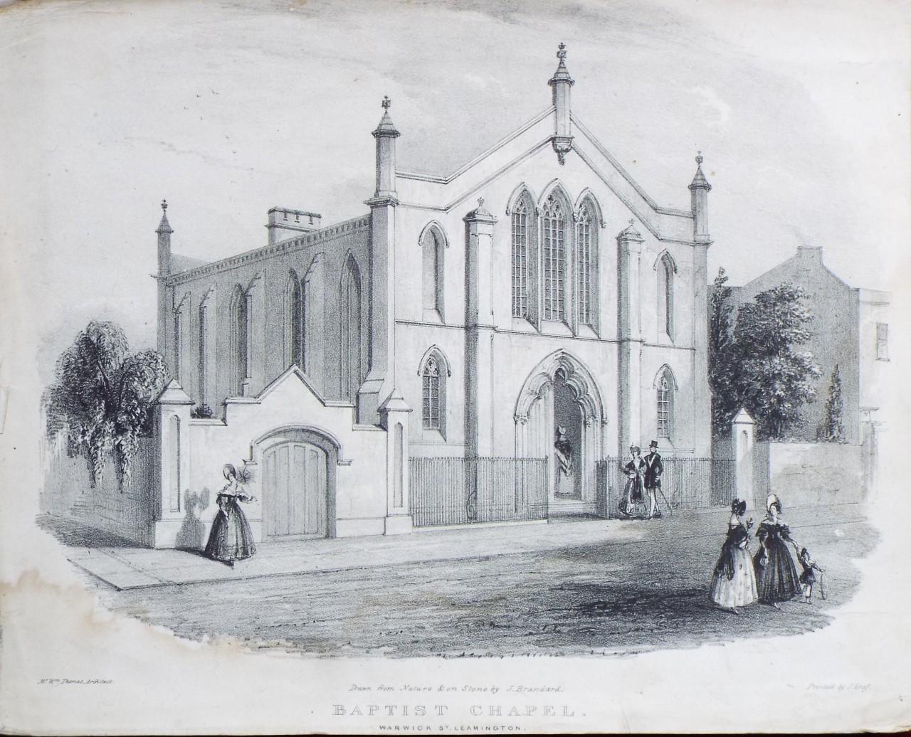 Lithograph - Baptist Chapel. Warwick St. Leamington.Leamington - Brandard