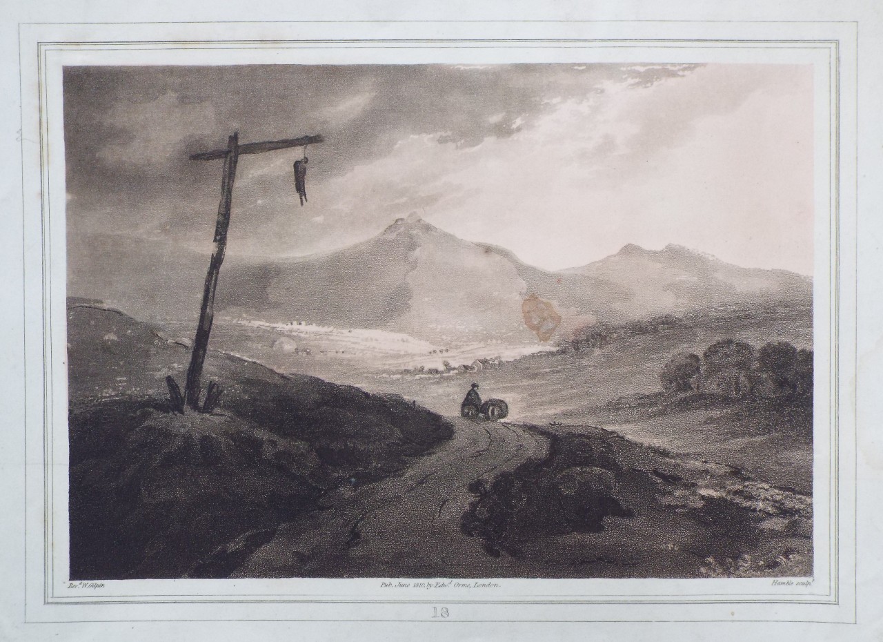 Aquatint - Mountainous landscape with gibbet - Hamble