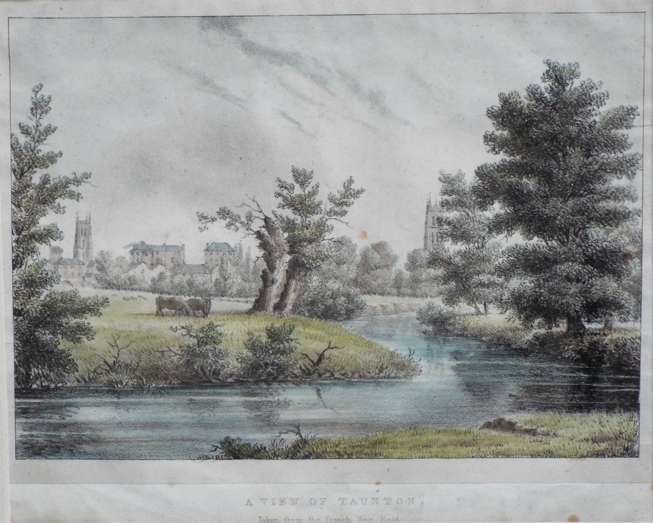 Lithograph - A View of Taunton Taken from the French Weir Field
