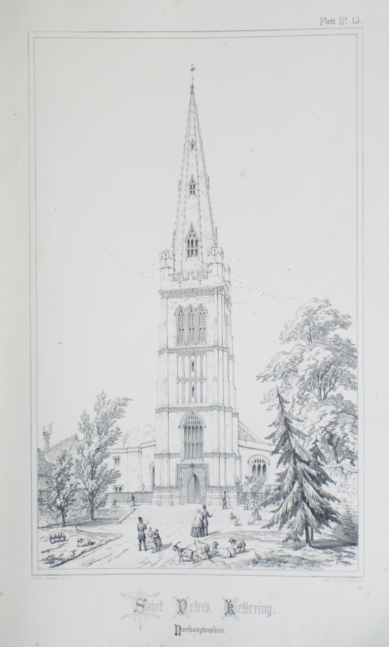 Lithograph - Saint Peter's, Kettering, Northamptonshire.