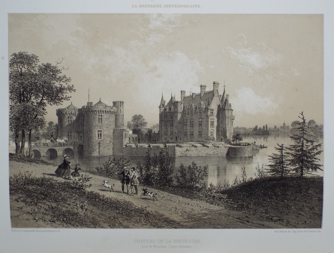 Lithograph - Chateau de la Bretesche, pres de Missilac. (Loire-Inferieure) - 
