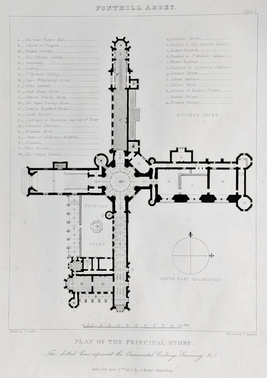 Print - Fonthill Abbey. Plan of the Principal Story. - Cleghorn