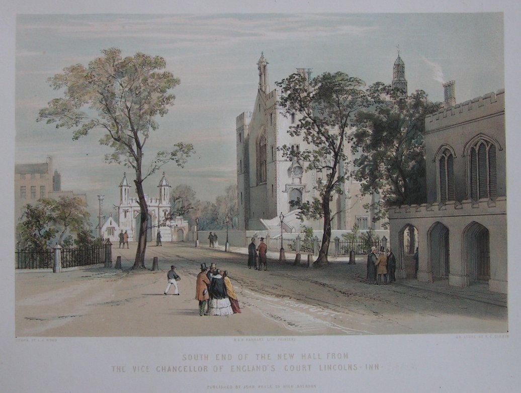 Lithograph - South End of the New Hall from The Vice Chancellor of England's Court Lincolns-Inn. - Dibdin