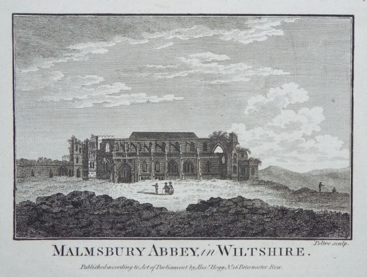 Print - Malmsbury Abbey, in Wiltshire. - 