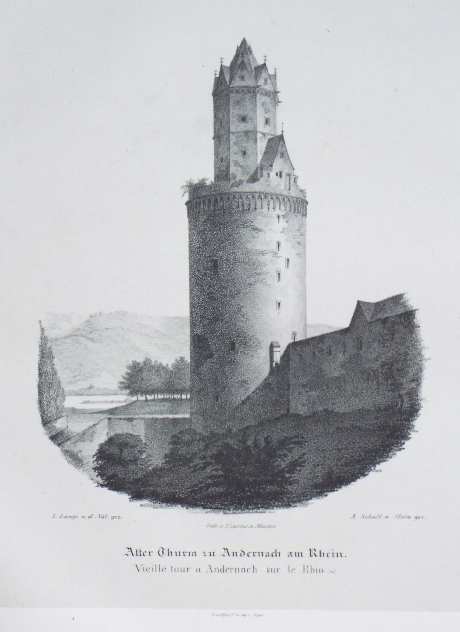 Lithograph - Alter Therm in Andernach am Rhein.
Vielle Tour a Andernach sur le Rhin. - Schott