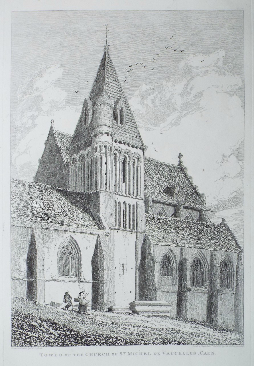 Etching - Tower of the Church of St. Michel de Vaucelles, Caen. - Cotman
