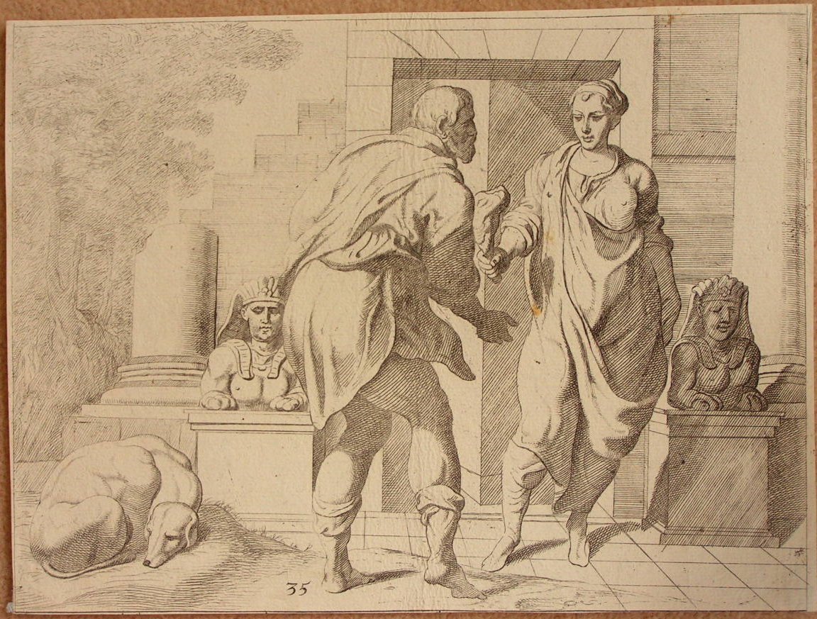 Etching - (Odyssey 35: Odysseus begs at his own door)