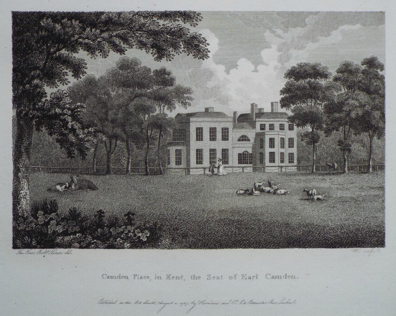 Print - Camden Place, in Kent, the Seat of Earl Camden. - 