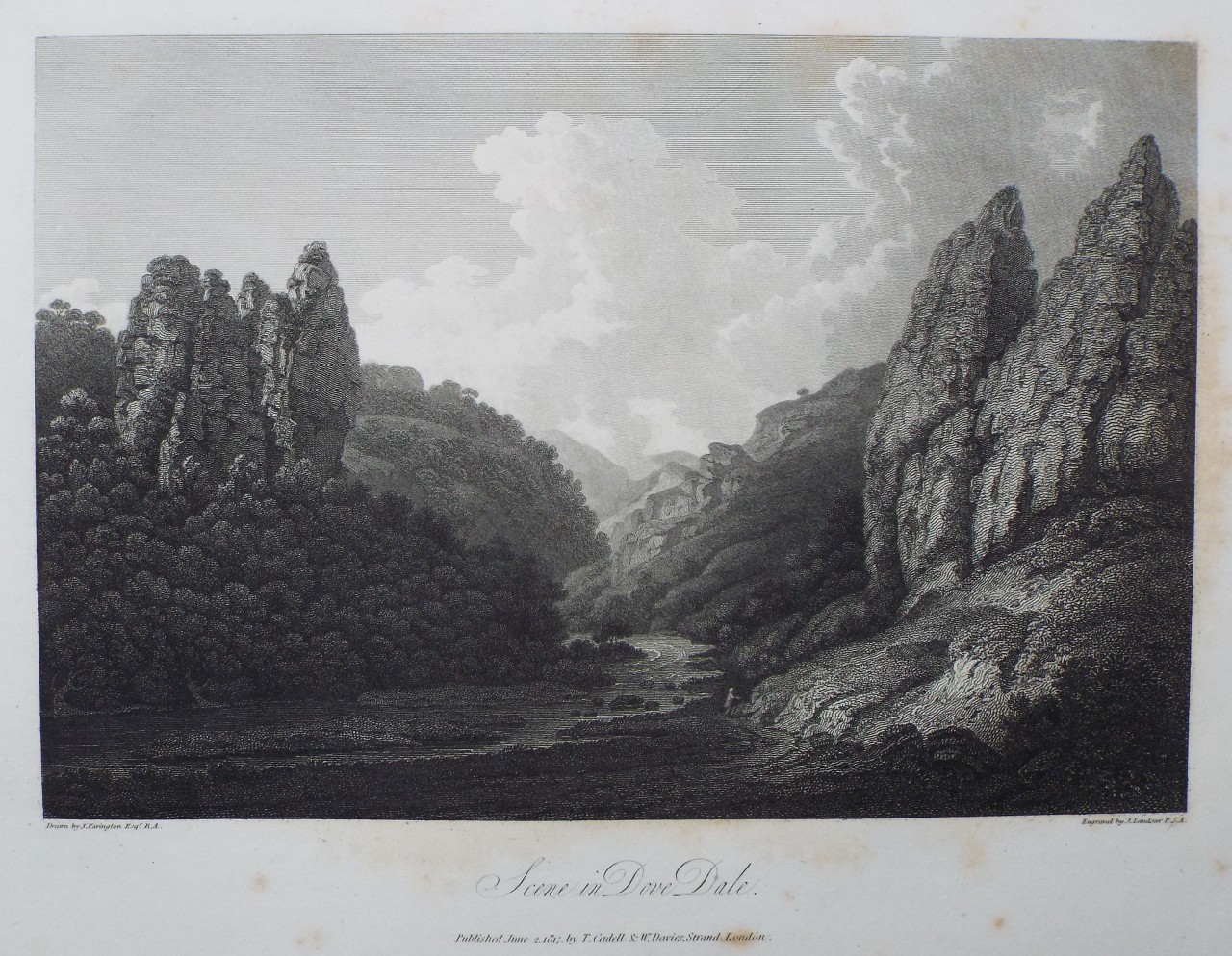 Print - Scene in Dove Dale. - Landseer