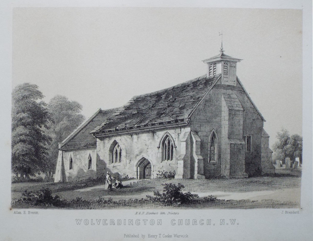 Lithograph - Wolverdington Church, N. W. - Brandard