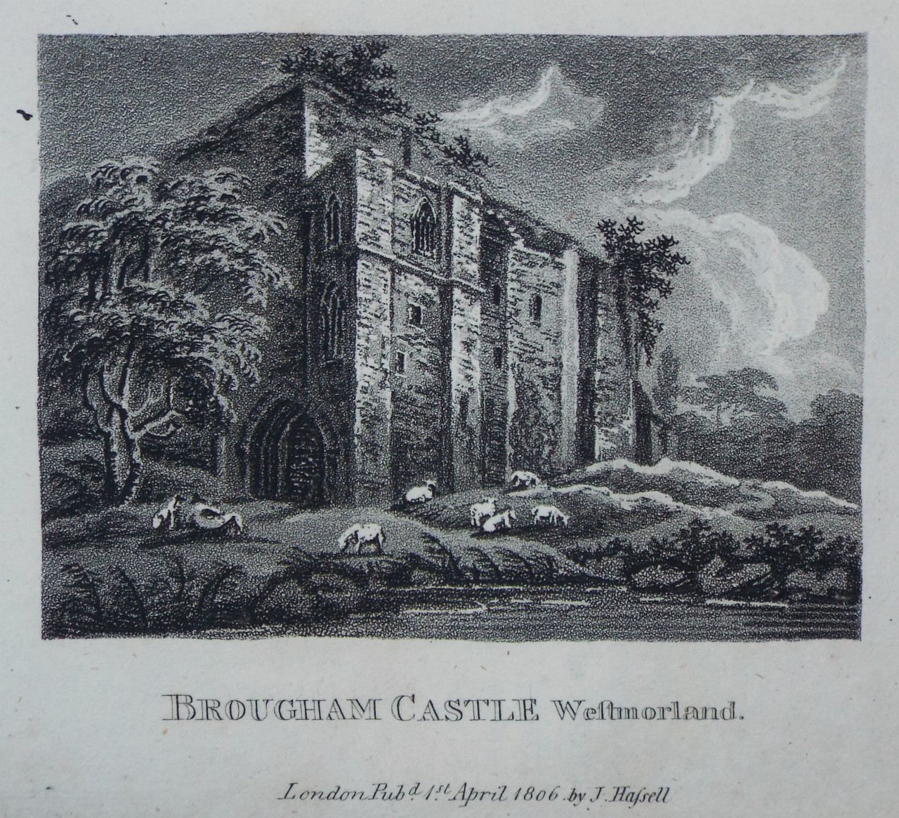 Aquatint - Brougham Castle. - Hassell