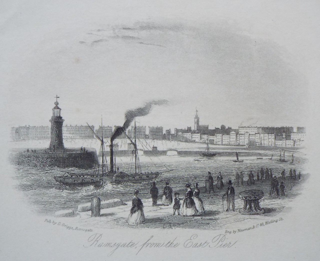 Steel Vignette - Ramsgate, from the East Pier. - Newman