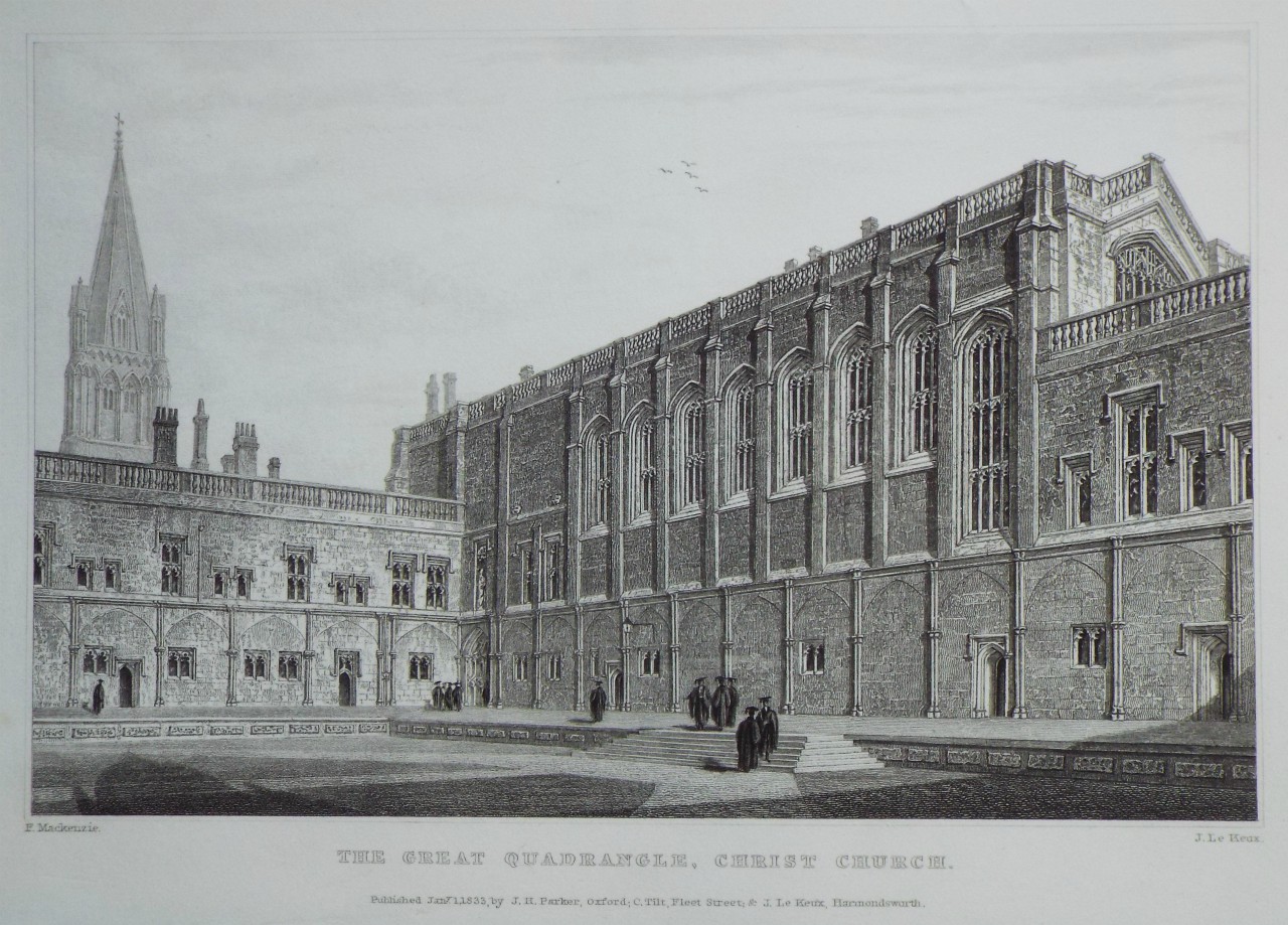 Print - The Great Quadrangle, Christ Church. - Le