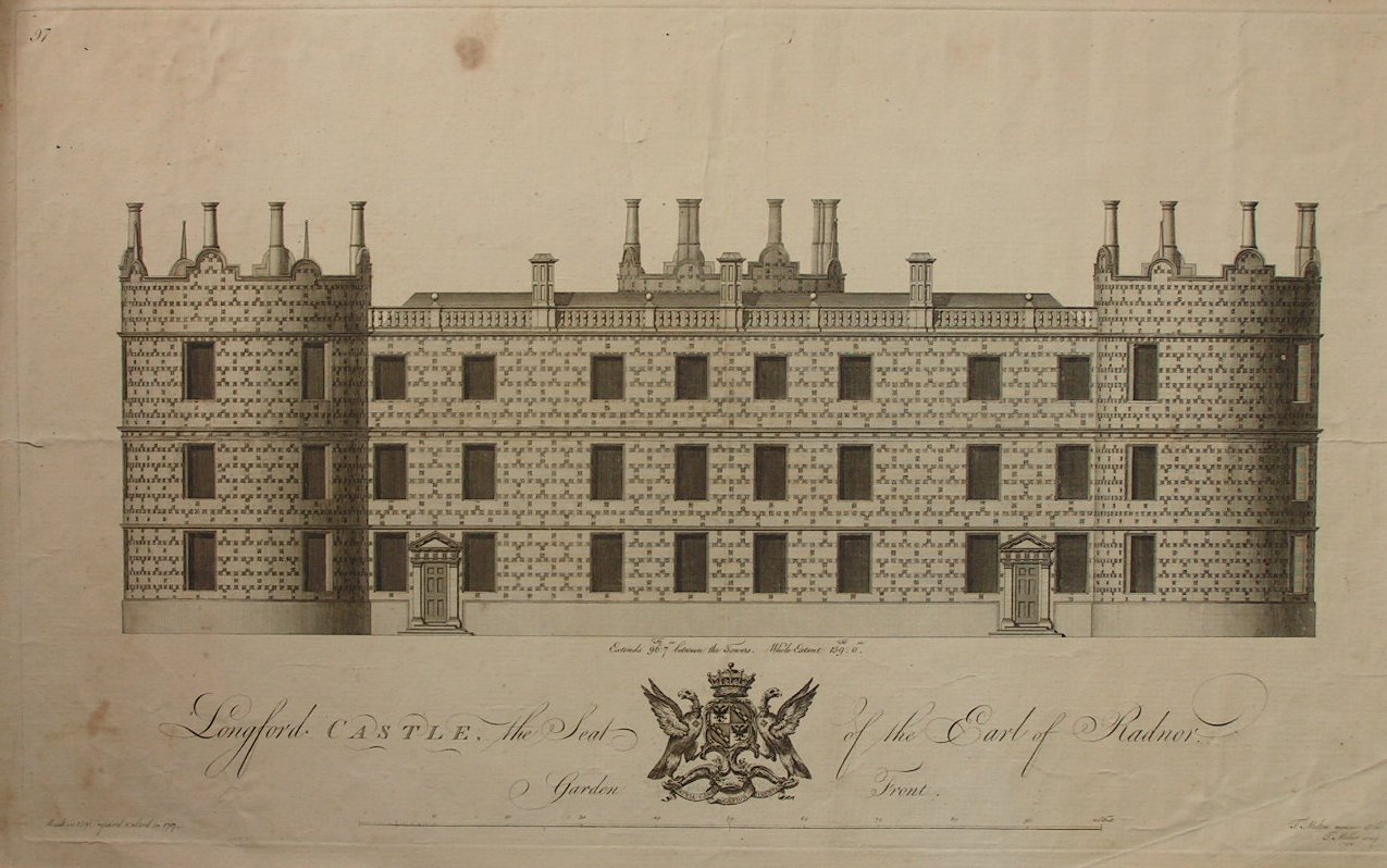 Print - Longford Castle the Seat of the Earl of Radnor. Garden Front. - Miller