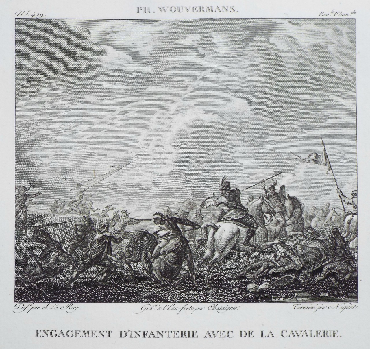 Print - Engagement d'Infanterie avec de la Cavalerie.