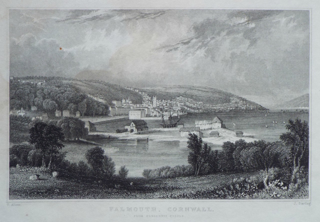 Print - Falmouth, Cornwall. From Pendennis Castle. - Starling