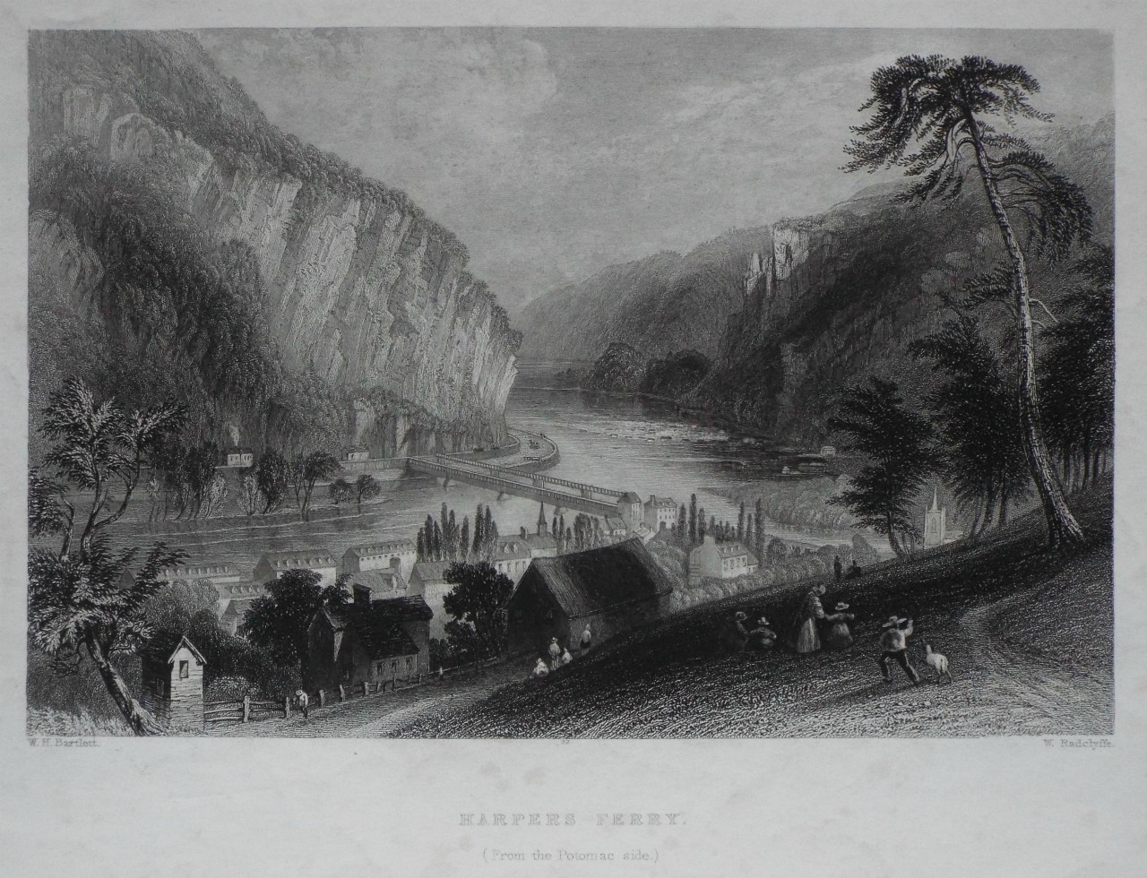 Print - Harpers Ferry. (From the Potomac Side) - Radclyffe