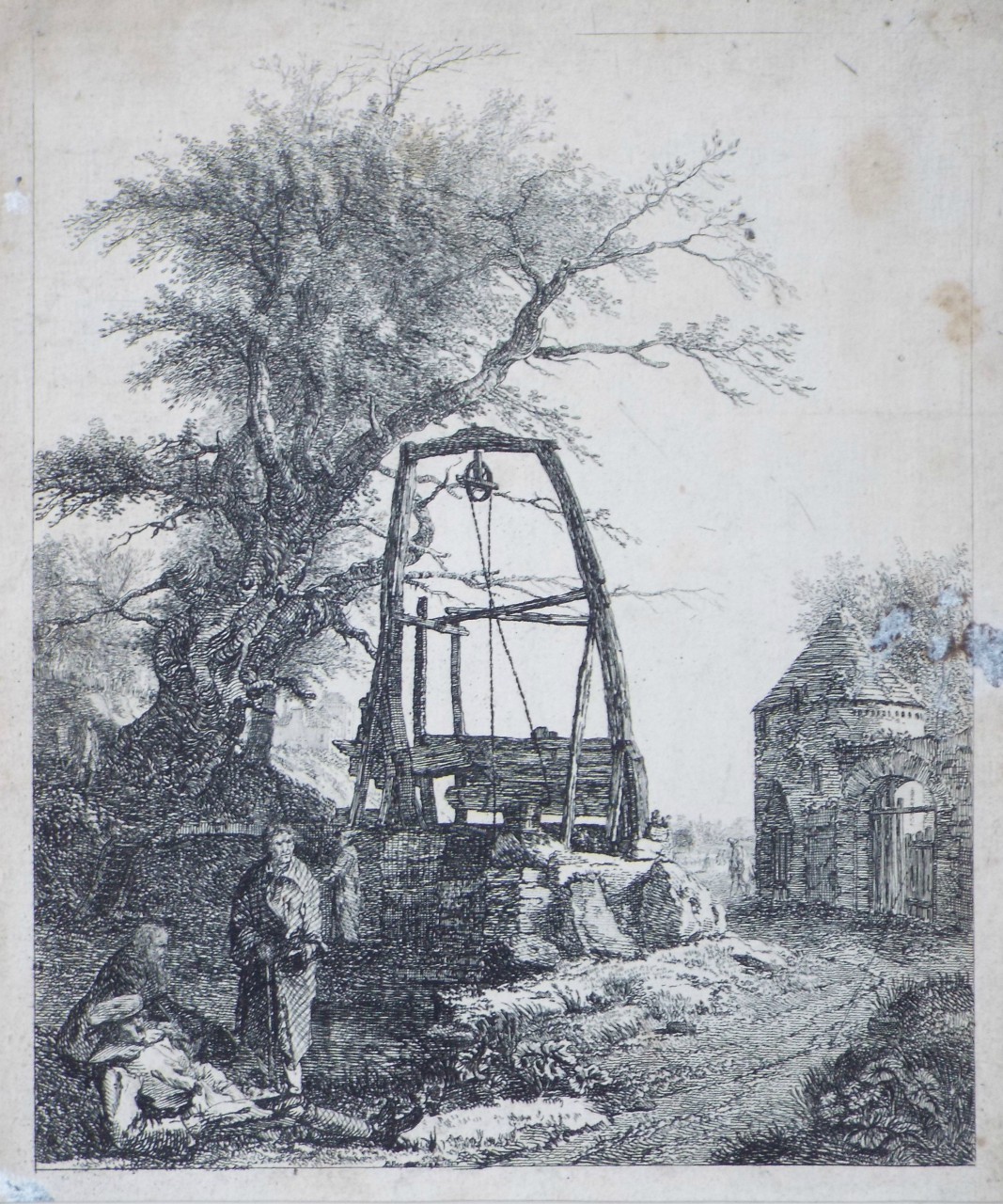 Etching - A Draw-well near Broughton - Sandby