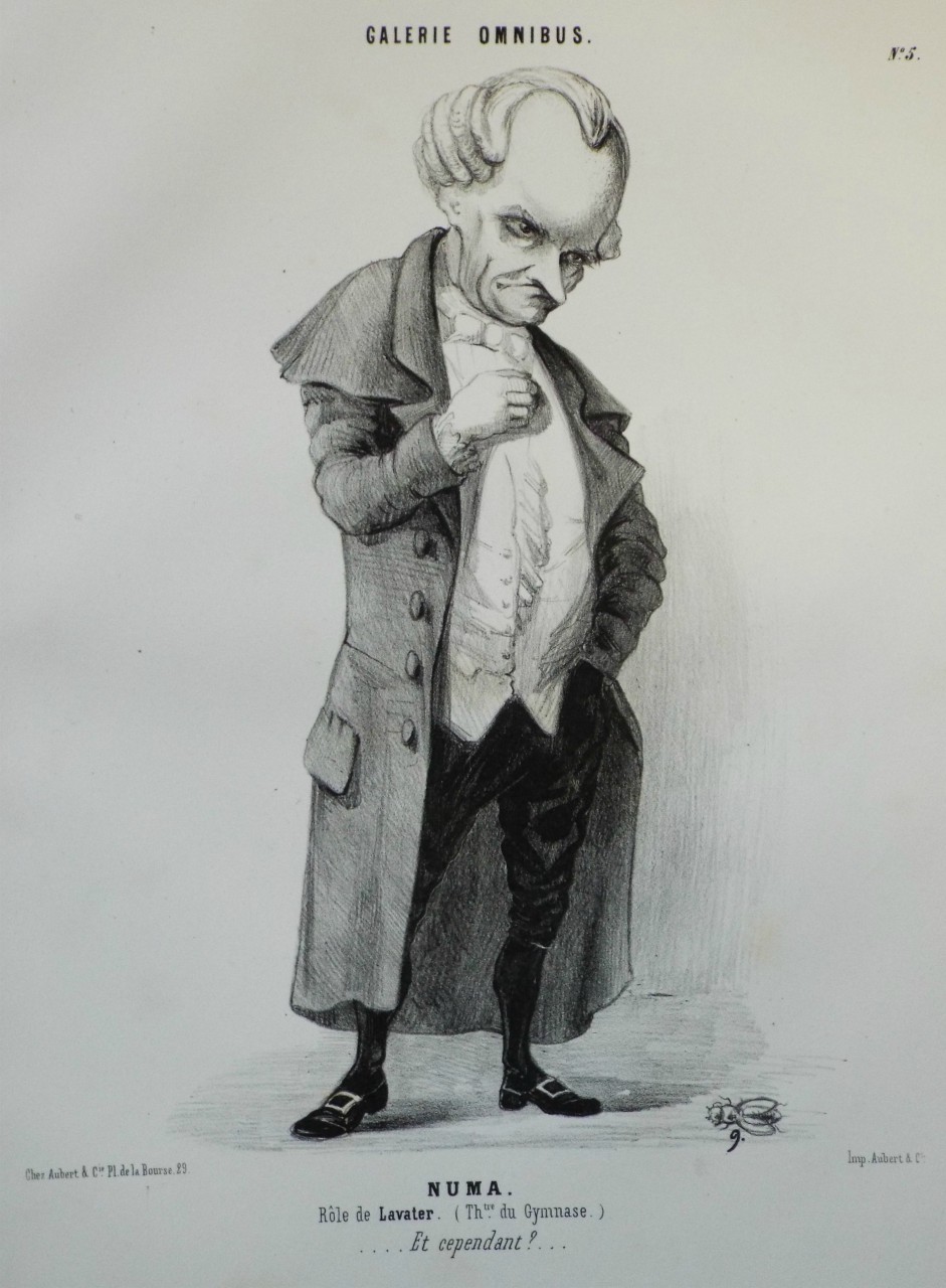 Lithograph - Numa. Role de Lavater. (Thtre. du Gymnase.)