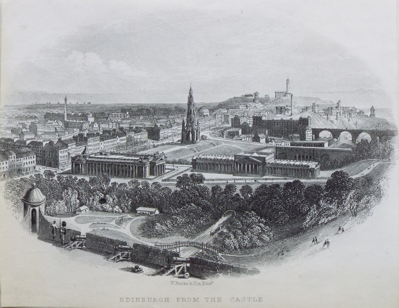 Steel Vignette - Edinburgh from the Castle - W.