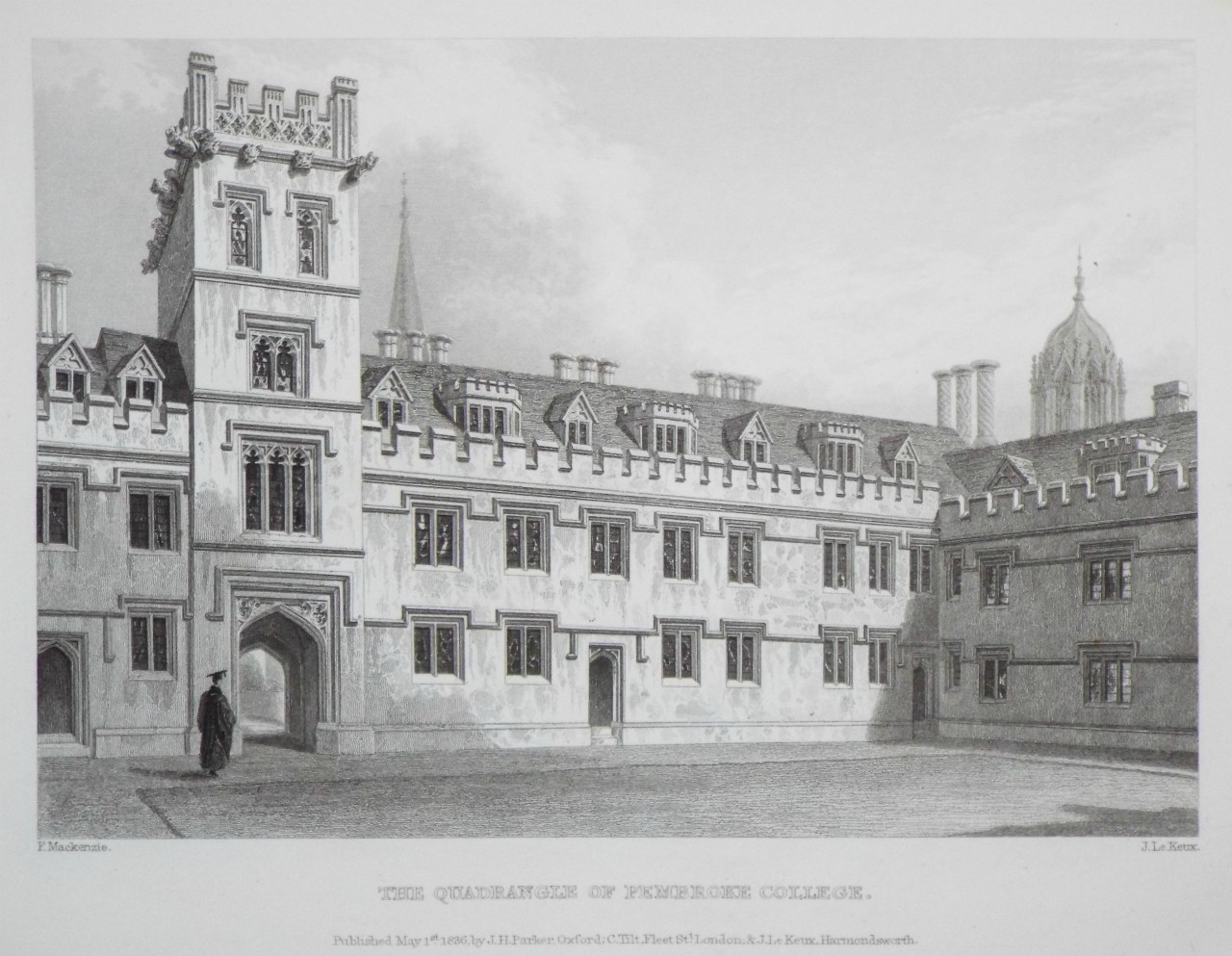 Print - The Quadrangle of Pembroke College. - Le