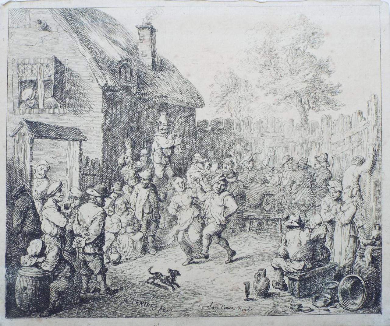 Etching - Village Fete with dancers